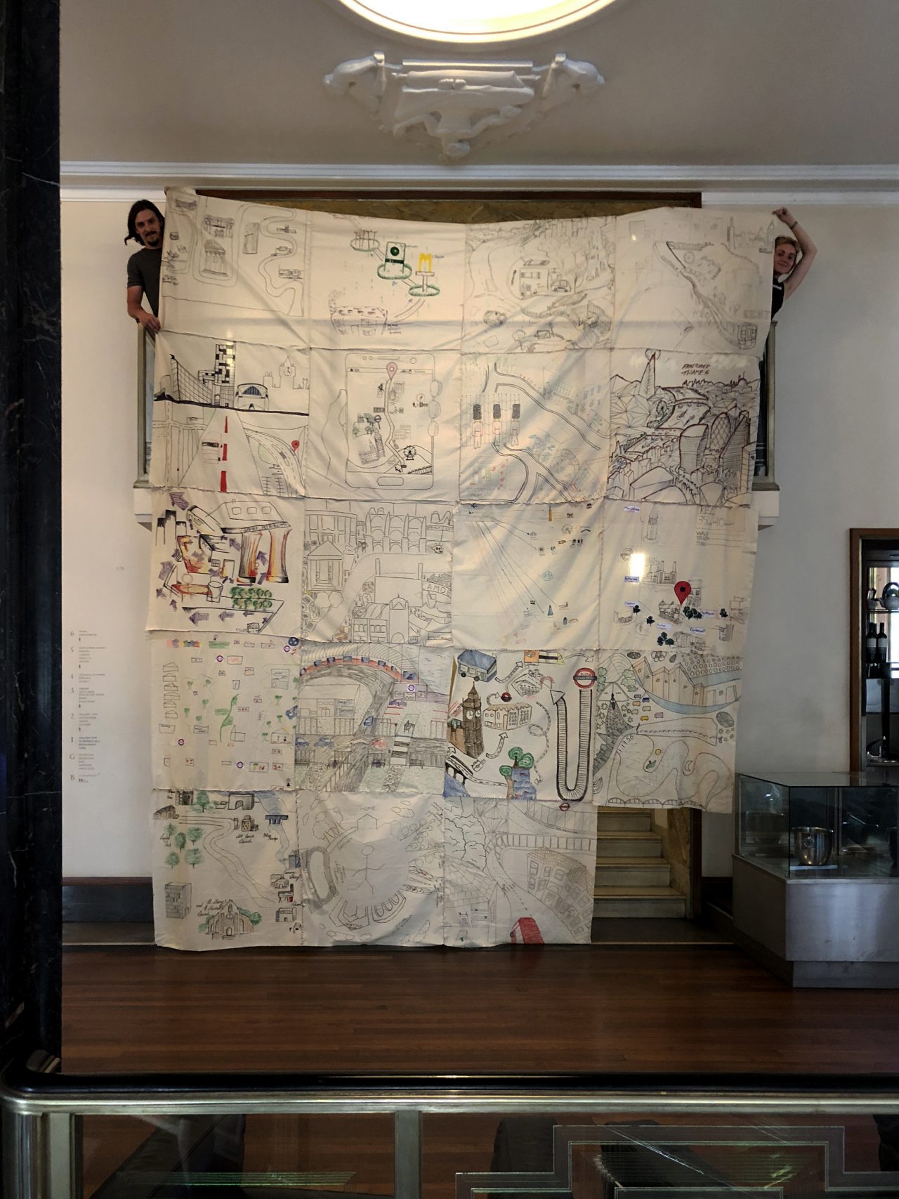 Day 2: Giant tapestry of collective urban memories made from students' personal journeys of the city
